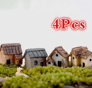 4 Buah Patung Miniatur Rumah Aksesori Taman Peri Dekorasi Rumah Patung Bangunan Hewan Kartun Boneka Kerajinan Resin Mobil 8 peri miniatur penjualan terbaik - №