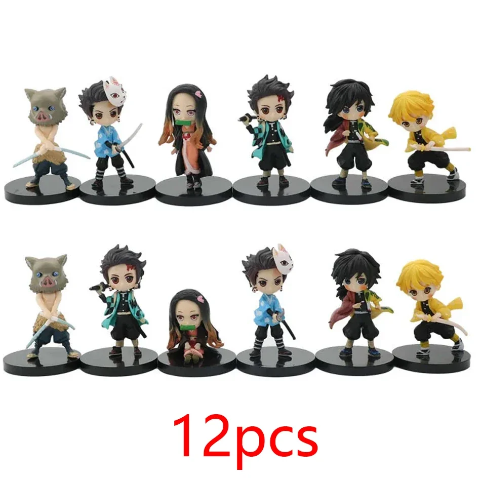 

Q Posket Figure Wholesale Demon Slayer Mini Figurine 5Pcs 6Pcs 12Pcs Sets Kimetsu No Yaiba Small PVC Dolls Desktop Decoration