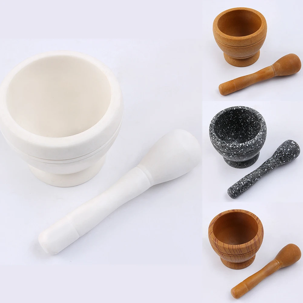 Kitchen Tool Food Squeezer Garlic Press Tool Herb Crusher Grinder Natural Resin Kit Grinding Spice Mixing stone mortar Set