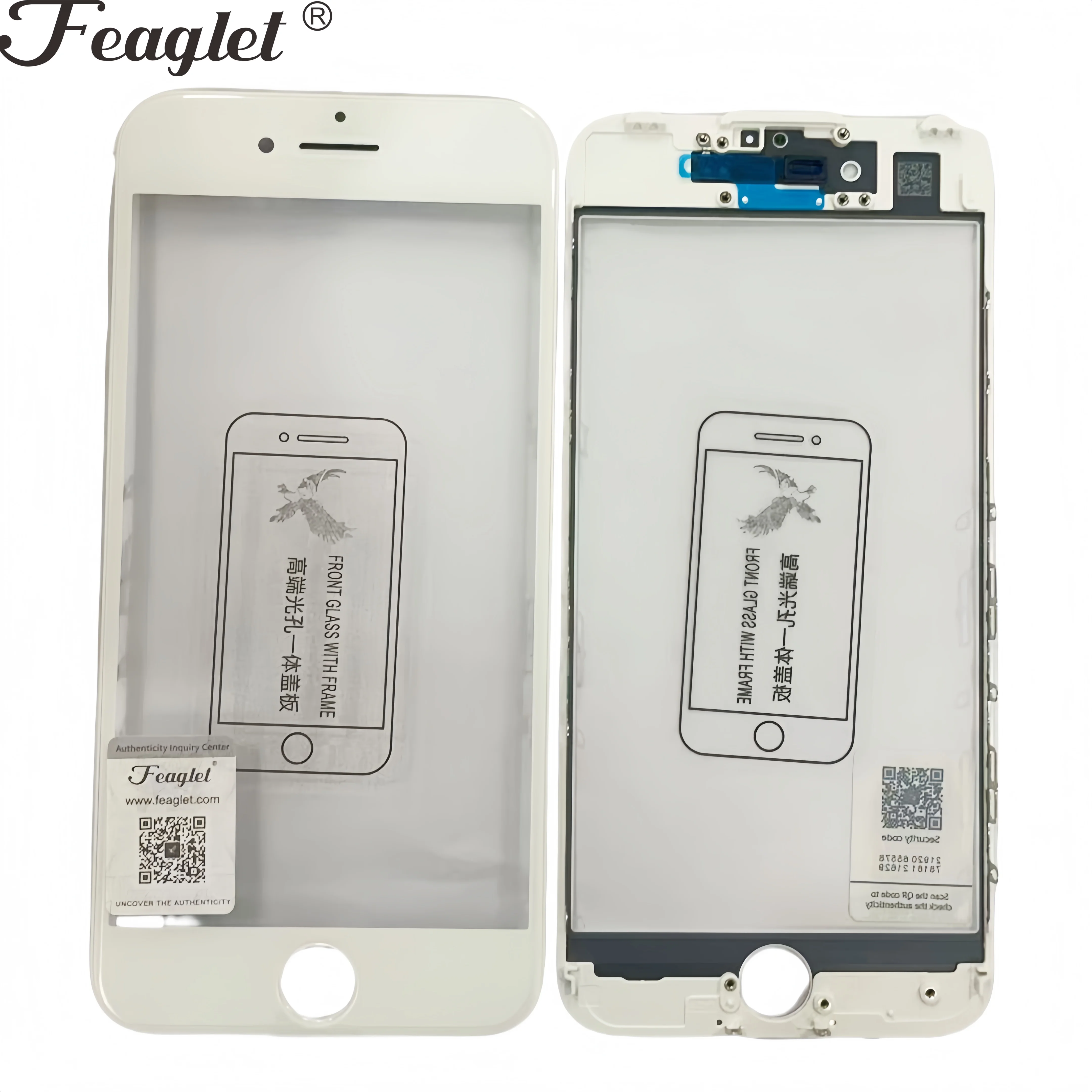 5pcs Feaglet For iPhone 8 7 6 6s plus 8PLUS Top Cold Press 3 in 1 LCD Front Screen Glass With Frame OCA Glue + Ear Speak Mesh