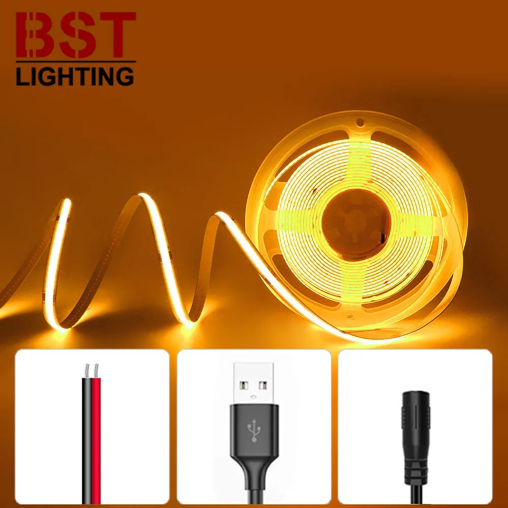 DC5V FOB pasek COB LED światło USB o wysokiej gęstości oświetlenie liniowe 320LED elastyczna taśma ciepły naturalna biel czerwony niebieski zielony