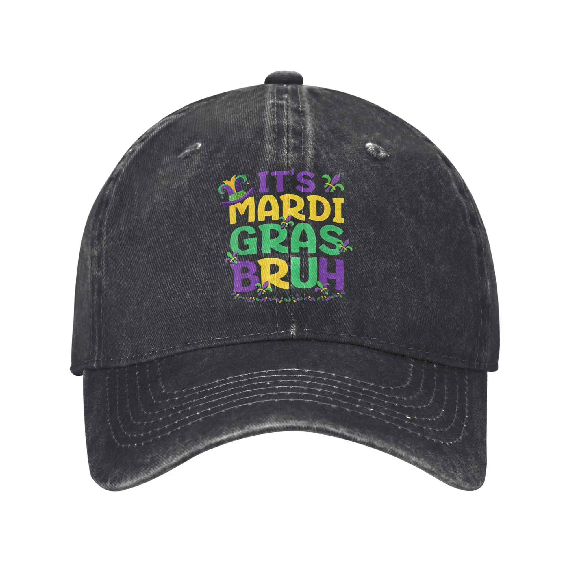 Retro Bruh Mardi Gras Clown Baseball Caps Men Women Distressed Sun Cap Carnival Crawfish Parade Outdoor Unstructured Soft Hat