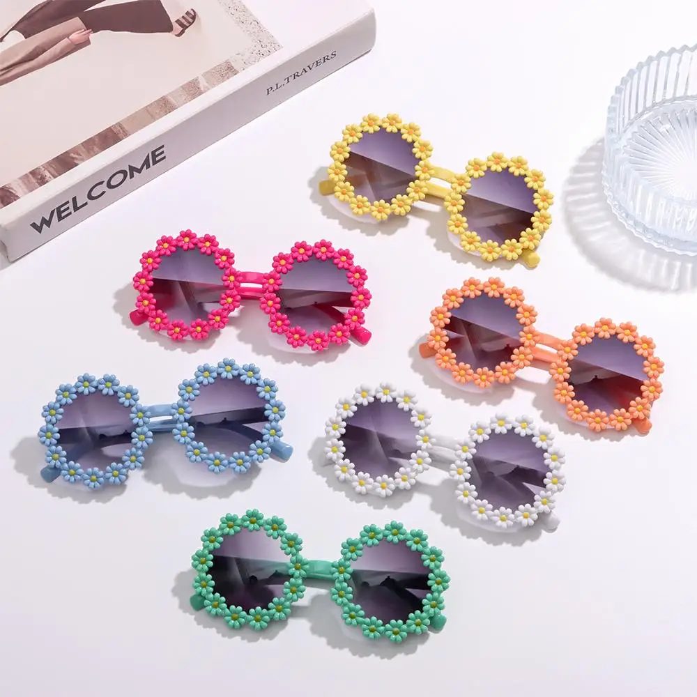 Novel Sun Protection Party Festival Kids Daisy Sunglasses Flower Sun Glasses Round Frame Shades