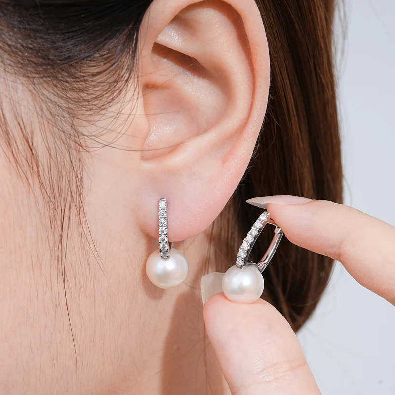 

RAPRGOLD изысканные серьги-кольца с натуральным пресноводным жемчугом для женщин и девочек, оригинальные ювелирные изделия из стерлингового серебра 925 пробы, pendientes