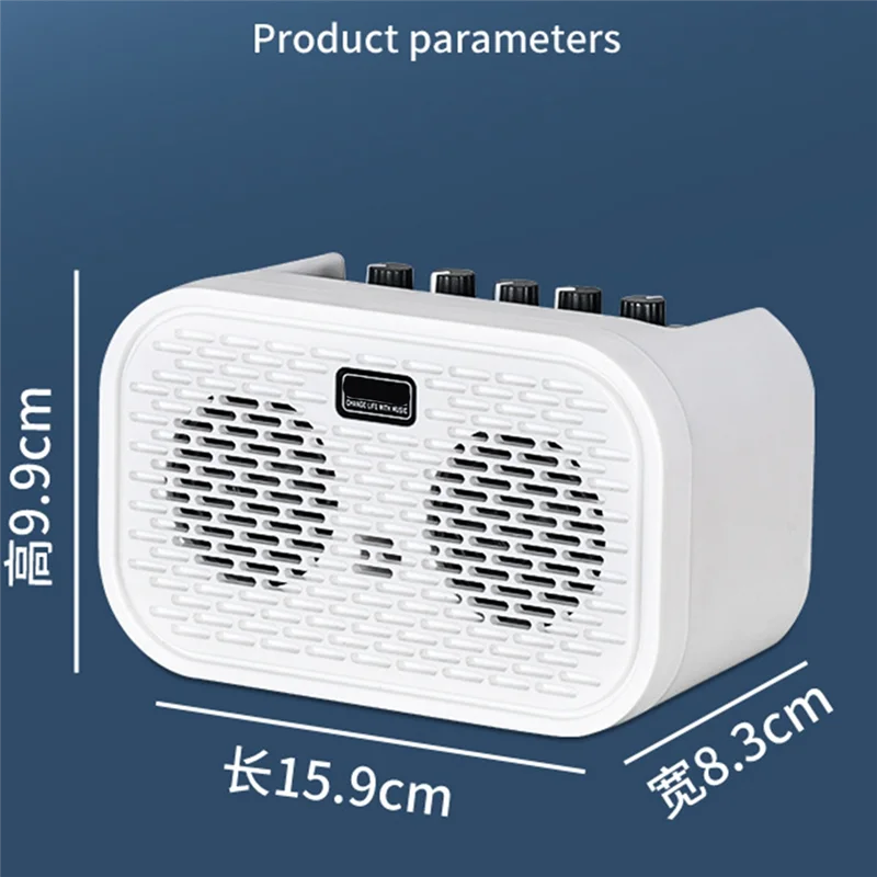 3CGRO-10W Rechargeable Mini Electric Guitar Portable Guitar Amp Bluetooth Distortion Delay Effects10w