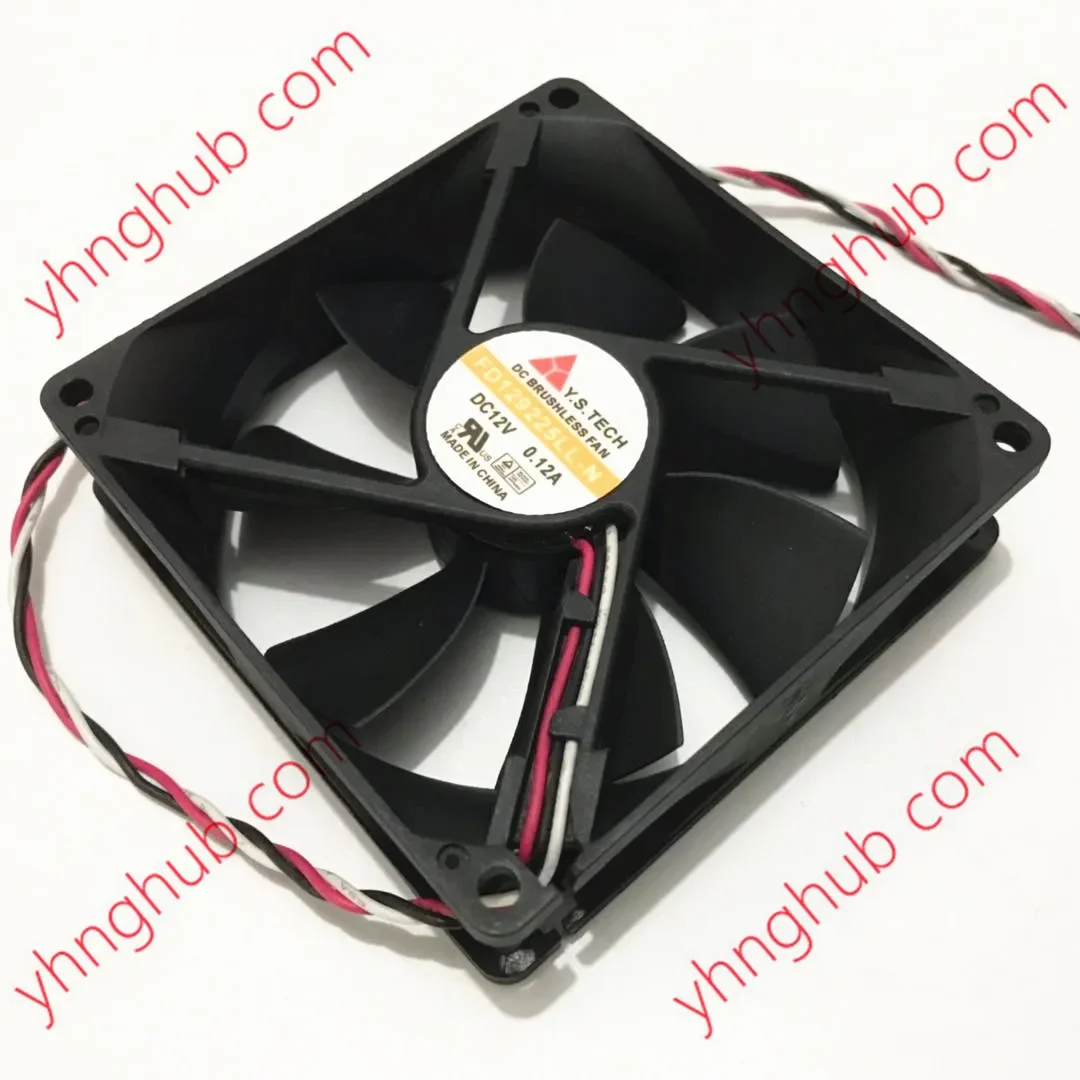 Y.S TECH FD129225LL-N DC 12V 0.12A 90x90x25mm 3-Wire Server Cooling Fan