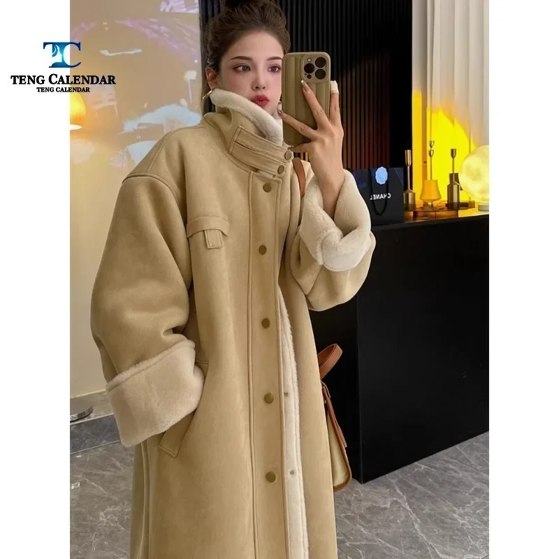 Imitation fur, long and thick environmentally friendly sheepskin suede integrated coat, women\'s autumn and winter new style