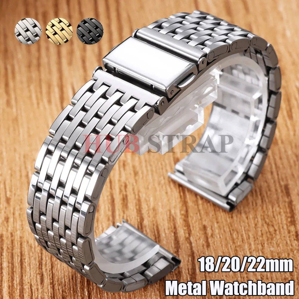 Bracelet de montre en acier inoxydable, sangles de qualité supérieure, 18mm, 20mm, 22mm, bracelet de montre universel en métal, boucle pliante pour Seiko pour Rolex
