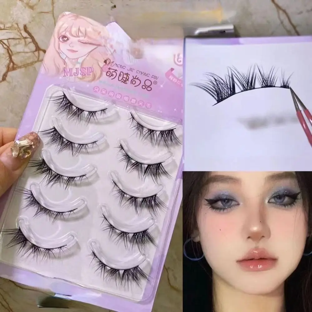 5 Paar Make-up-Tools schräge falsche Wimpern Comic Wimpern voller Streifen Katze Wimpern Faux Nerz Wimpern Curling