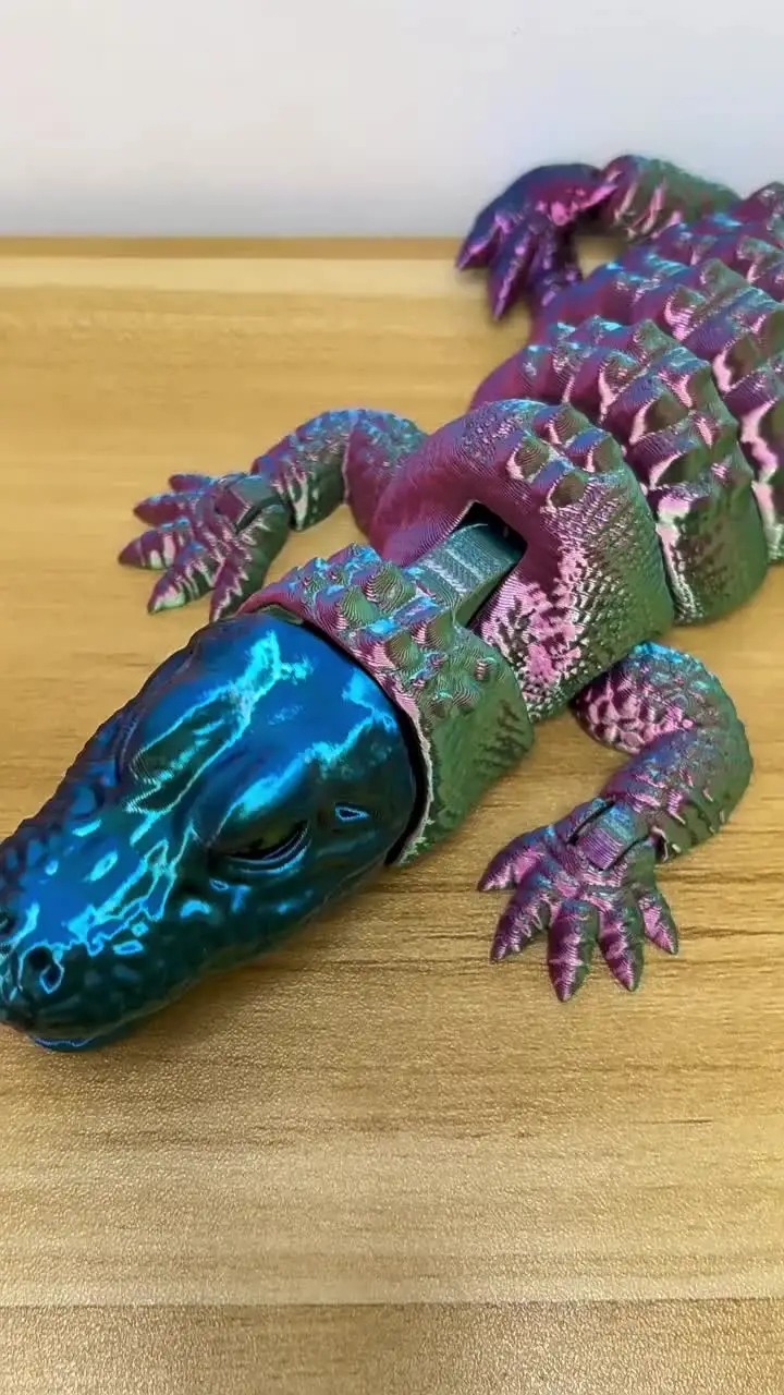 3D Baskılı Timsah, Entegre Eklemli Hareketli Ağızlı, Çocuk Oyuncak Hayvan Modeli Figürü veya Koleksiyonluk Doğum Günü Hediyesi