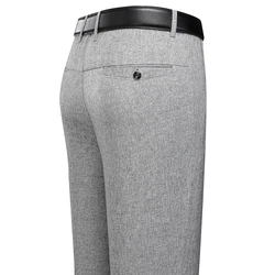 Mens Trousers Business Casual Pants Summer Autumn Dress Straight Pants Elastic Black Grey Loose Formal Pants