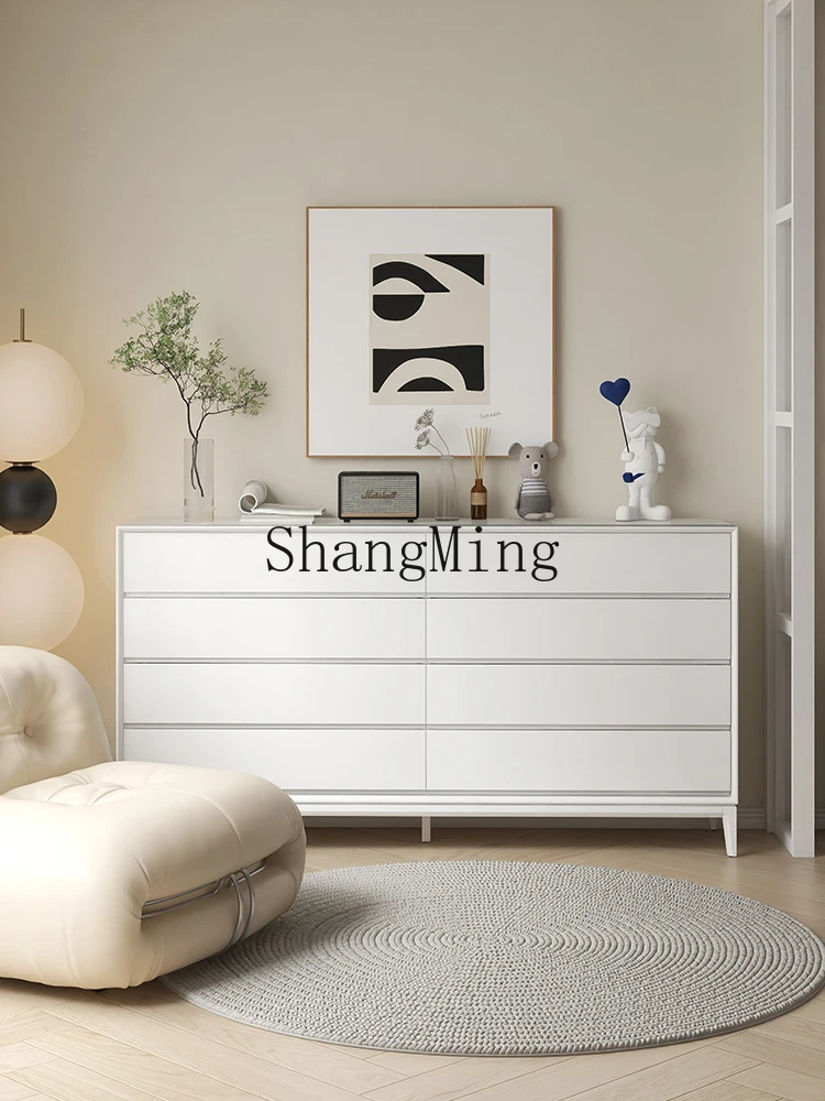 

CL Минималистичный шкаф из массива дерева с восемью ящиками, современный простой сервант для хранения в гостиной, спальне, настенный шкаф для хранения