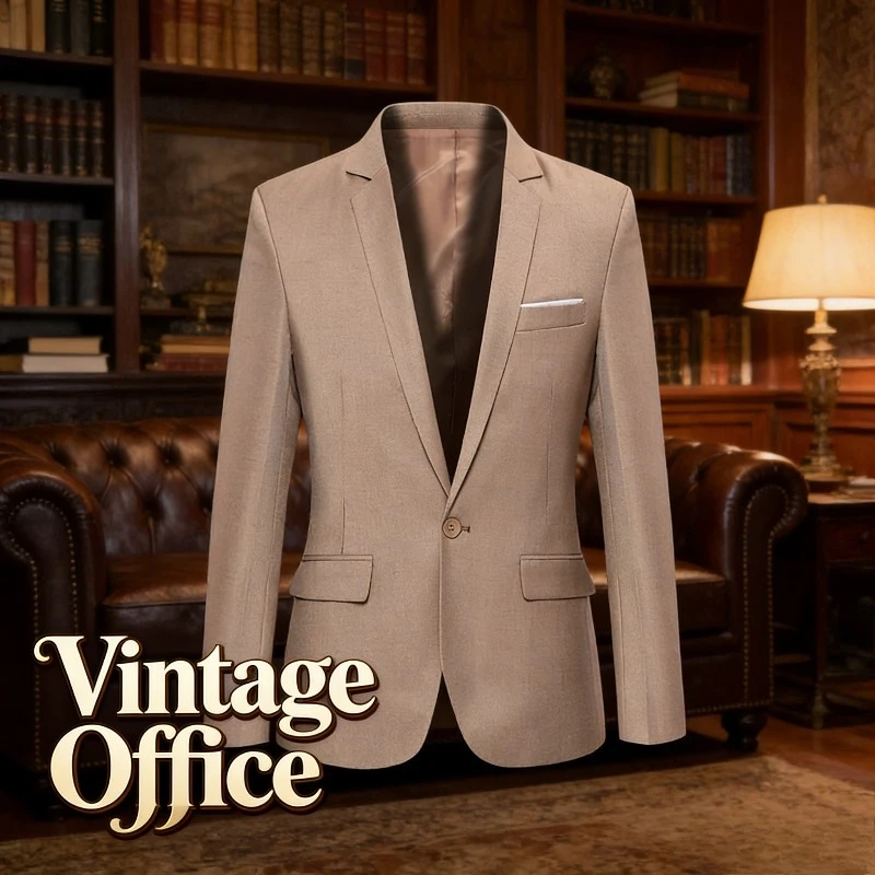 

Slim Fit Men Business Jacket Korean Style Formal Suit Casual Single Blazer for Wedding Office