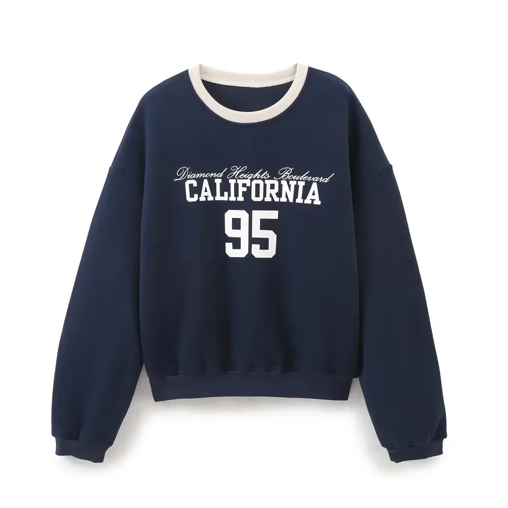 Athleisure Trend Preppy Style 2 Colors Outerwear Top Essentials Loose Long Sleeve Text Printed Pullover Comfy Varsity Sweatshirt