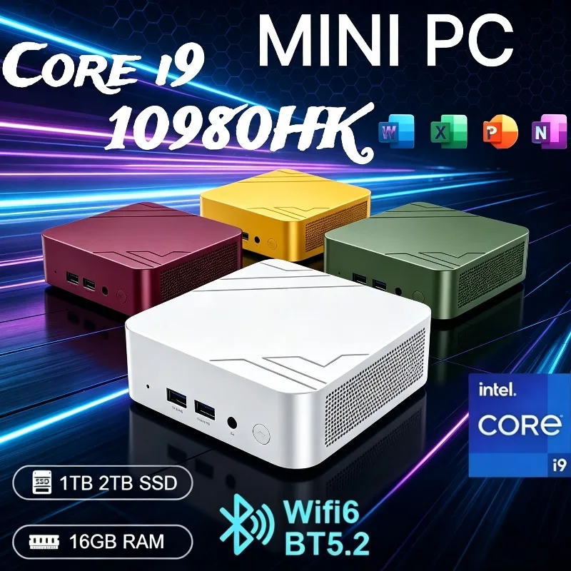 Mini Gaming Office Study Pc Portable Core i9 10980HK 1TB 2TB SSD 16GB RAM WIFI 6 BT5.2 4K HD Mini PC Available in four colors