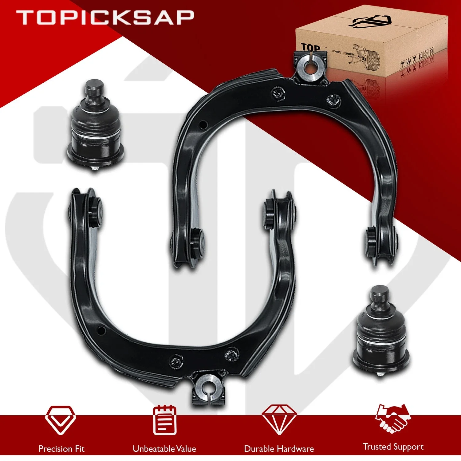 TOPICKSAP 4Pcs Front Upper Control Arm w/Ball Joint Kit for Buick Rainier/Chevy/GMC/Saab 2003-2007 Suspension K640293 K640294