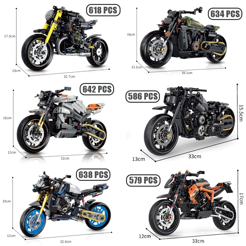 New City Technical Racing Motorcycle Building Blocks MOC BMW KTM HARLEY NORTON YAMAHA Sport Motorbike Model Bricks Toys for Kids