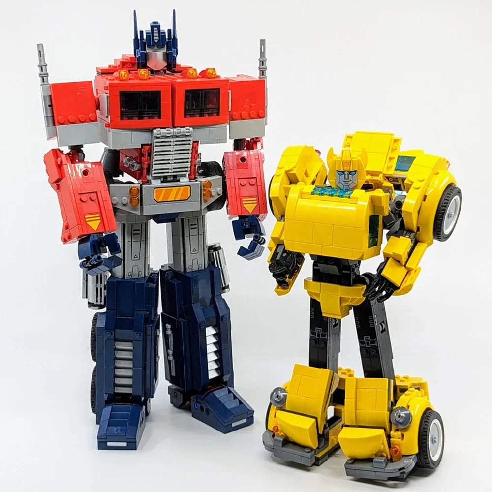 Автомобильные блоки Miniso Optimus Autobot, желтый робот, грунтованный грузовик, модель-трансформер Droid, строительные блоки, кирпичи, игрушки, подарок для мальчиков