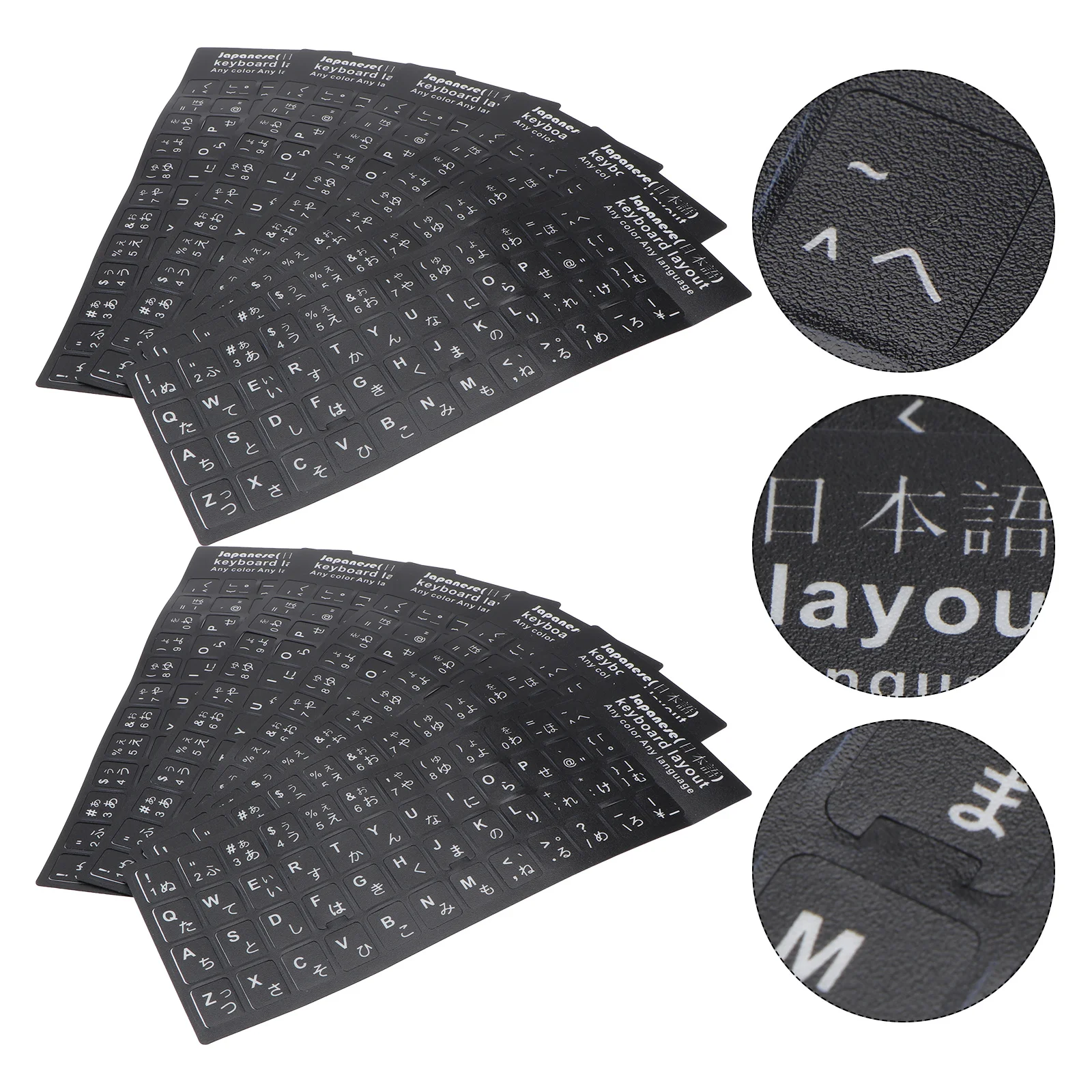 

10Pcs Multi-Language Japanese Keyboard Stickers Universal PVC Keyboard Skin Replacement for Laptop Pc Office School Use