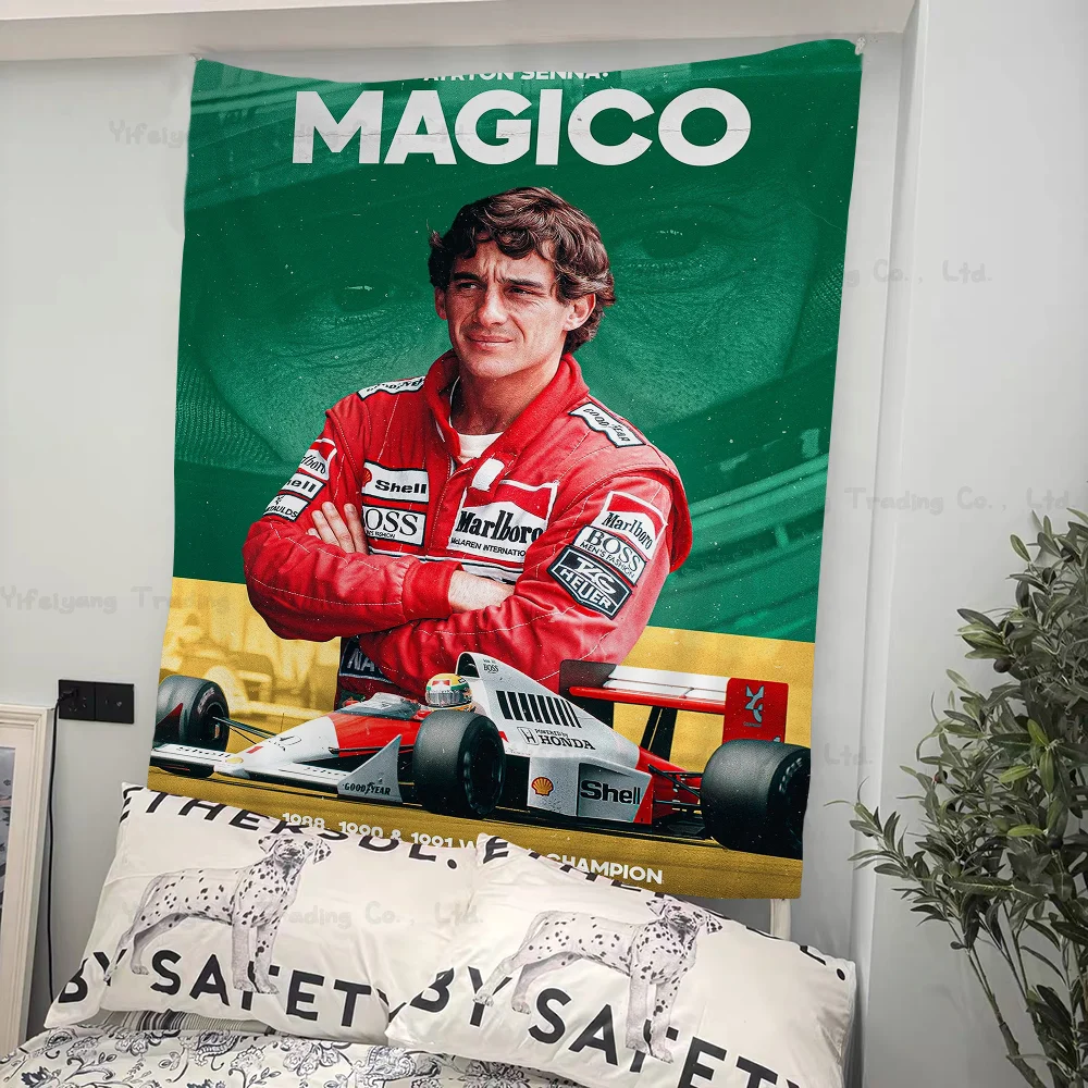 Ayrton Senna F1 Formula Legend Star Champion Race Car Printed Large Wall Tapestry Hanging Tarot Hippie Rugs Dorm Art Home Decor