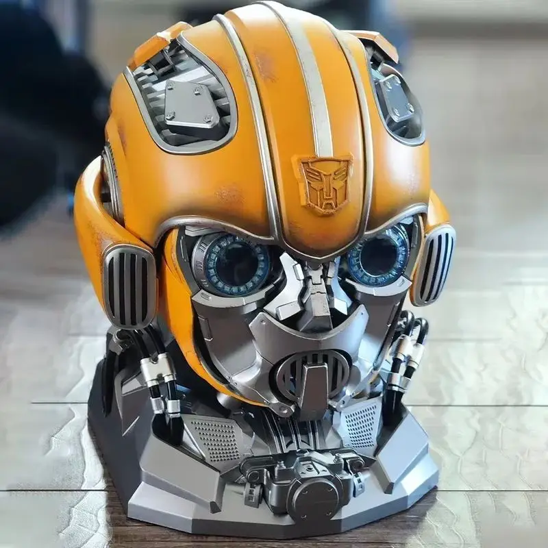 

Bumblebee Wearable Mask with English Voice Control Bluetooth Light up Eyes Anime Figure Face Change Speakers Ideal Birthday Gift