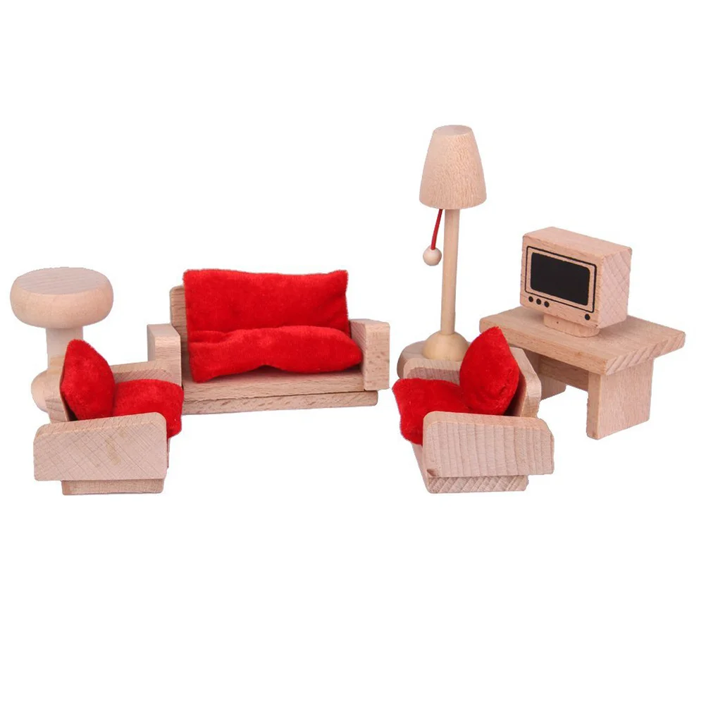 Juego de muebles en miniatura de madera, juego de rol para baño, diseño tradicional duradero, Mini casa hecha a mano, accesorio para dormitorio en miniatura