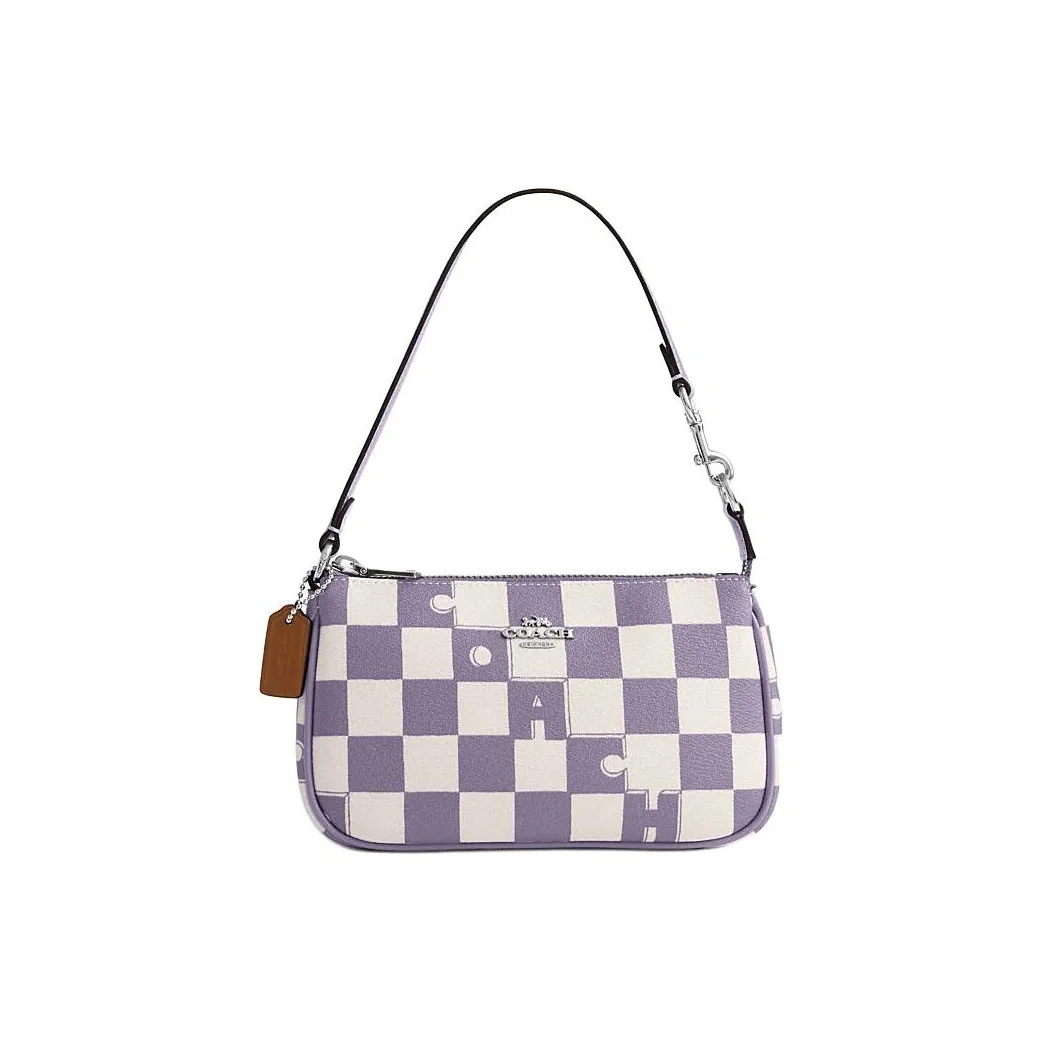 COACH Nolita Artificial Leather Shoulder Bag, Handbag Small Women's Light Violet & Chalk White CR394-SVWPB