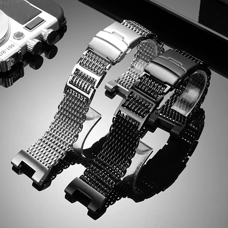 For Casio Watch G-SHOCK Stainless Steel Strap GST-B100/T120/W300/S310/S110 Modified Cool Shark Mesh Watchband metal Bracelet men view 3