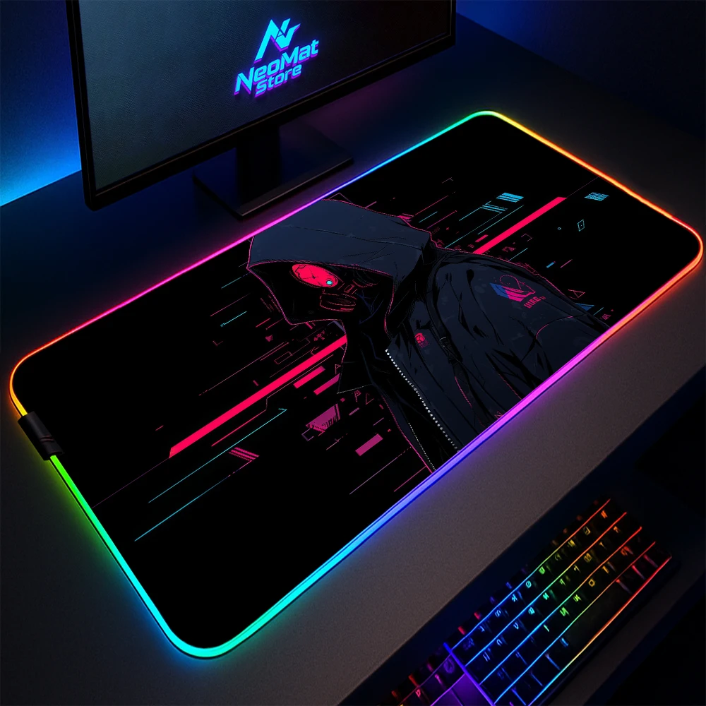 

LED Desk Mat Rgb Gaming Set Up Blanket Black Mousepad Minimalist Pc Decorations Table Pads Backlight Extra Large Anime Gamepad