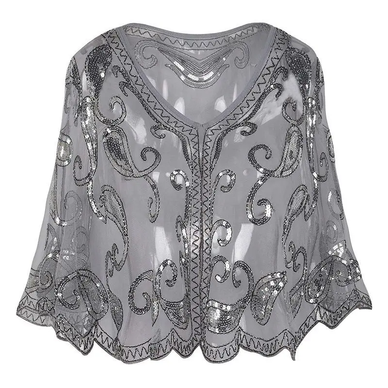 Elegant Beading Sequined Lace Hollow Out Batwing Sleeve Blouse Women\'s Clothing 2023 Summer New Casual Tops Office Lady Shirt