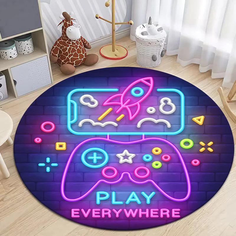 Alfombra redonda impresa en HD para Gamepad. Suave y cómoda, exquisita, sala de estar, dormitorio, sofá, alfombrilla para puerta