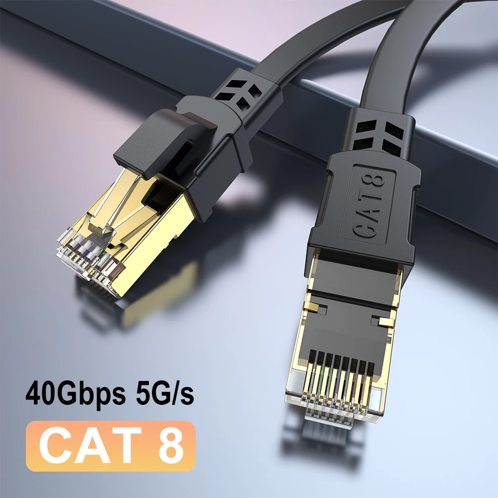 CAT 8 Ethernet-kabel 40Gbps 2000MHz CAT8 RJ45 Netwerk Lan-patchsnoer Plat 10m 15m 20m 30m 50ft 100feet voor Modem Router PS 5/4