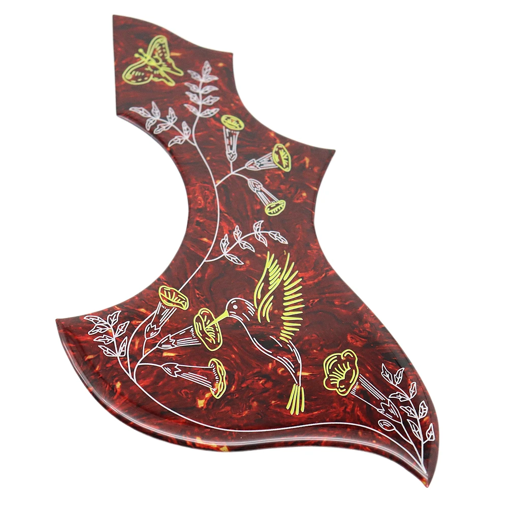 1R Hummingbird Flower Dekoratives Celluloid- und Kristall-Epoxidharz-Gitarren-Schlagbrett, kratzfeste Platte für Folk-Akustikgitarre – Detail 3
