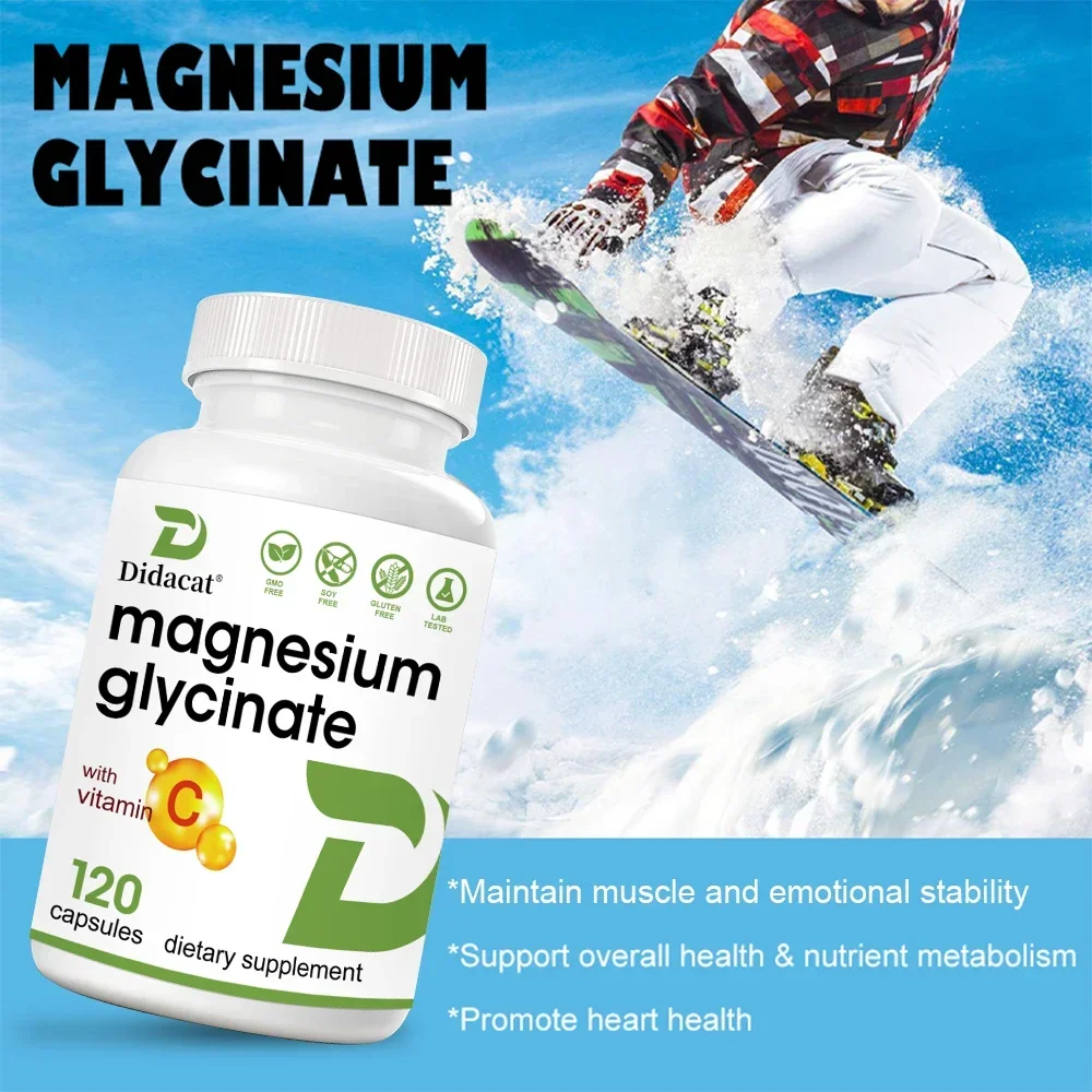 Magnesium Glycinate 1000 Mg, 120 Veggie Capsules - Highly Purified Trace Mineral for Muscle, Joint, Heart and Digestive Health