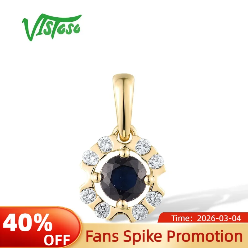 

Подвеска VISTOSO из чистого желтого золота 14 карат 585, для женщин, сверкающие бриллианты, синий сапфир, нежные подарки на день рождения, ювелирные изделия