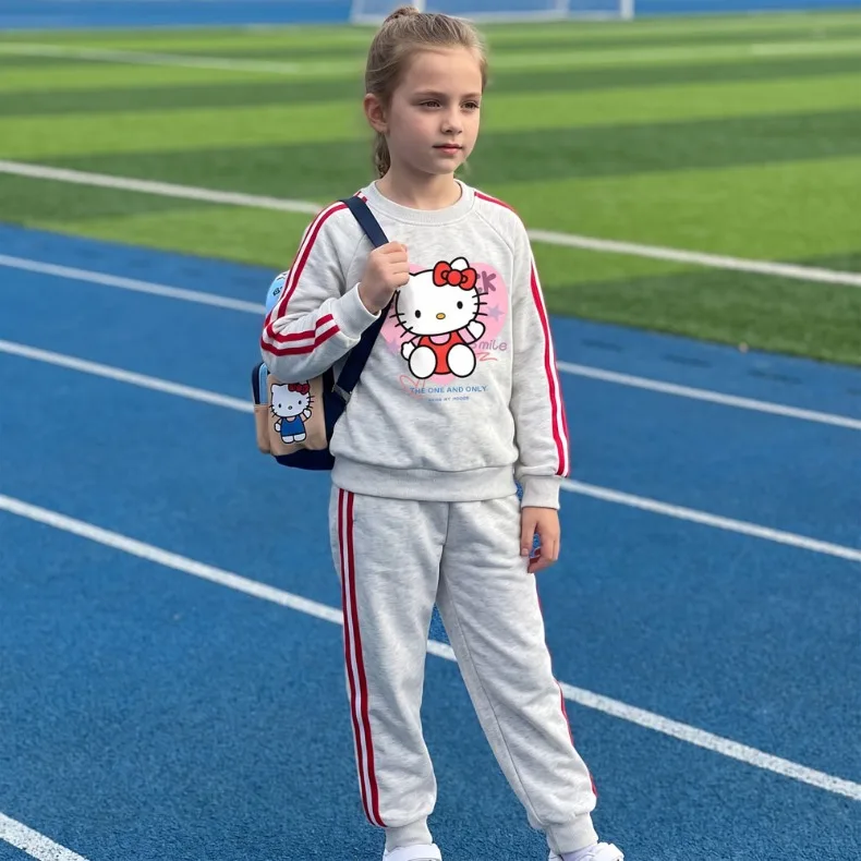 Herbst-Winter-Mädchen-Freizeit-Sweatshirt+Jogginghose 2-teiliges Set Kinder O-Ausschnitt Hoodie+Lange Hose 2-teiliger Anzug Kinder-Trainingsanzug – Detail 6