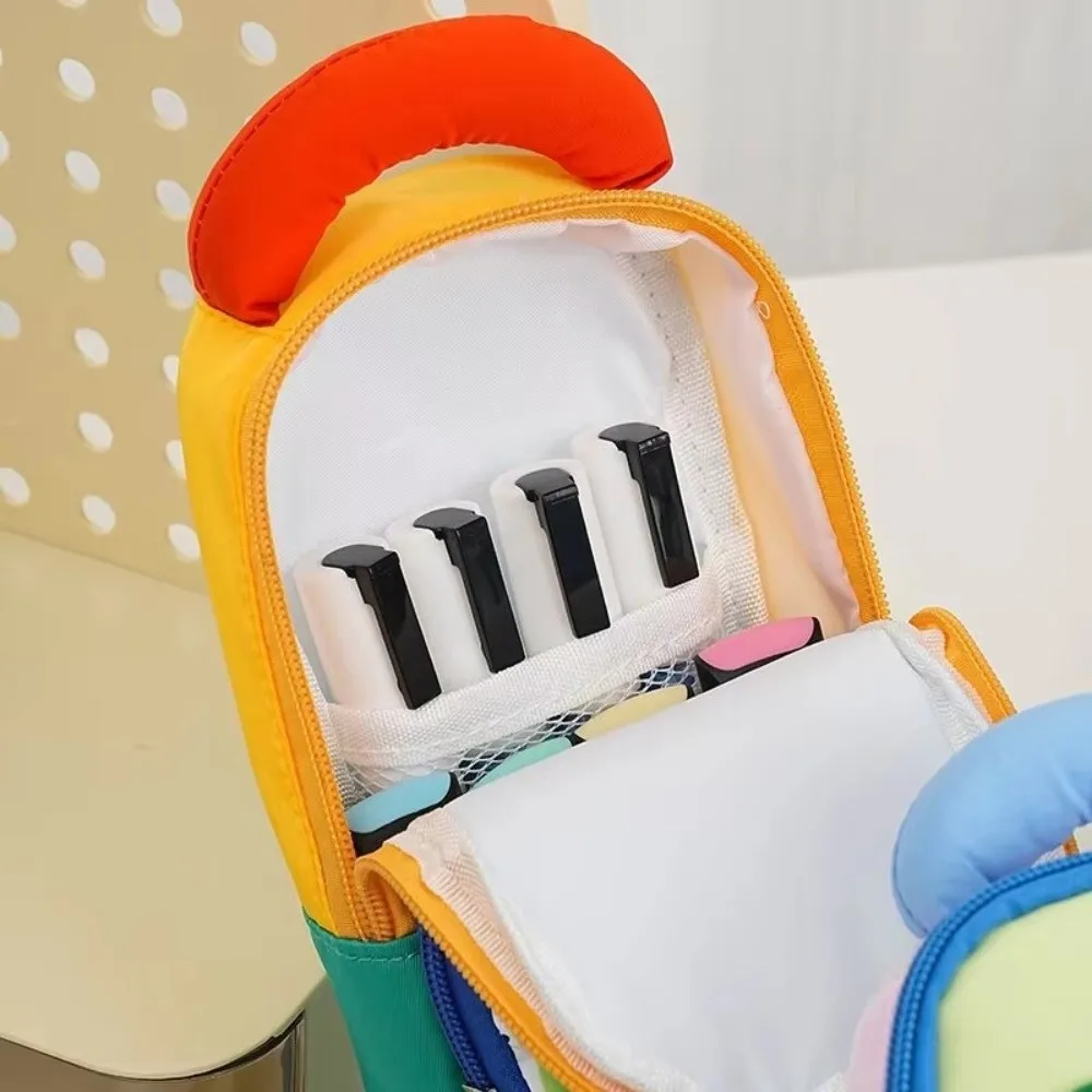 Mini Large Capacity Pencil Case Simple Design Color-Blocked Stationery Bag High Appearance Level Cute Pen Bag Gifts