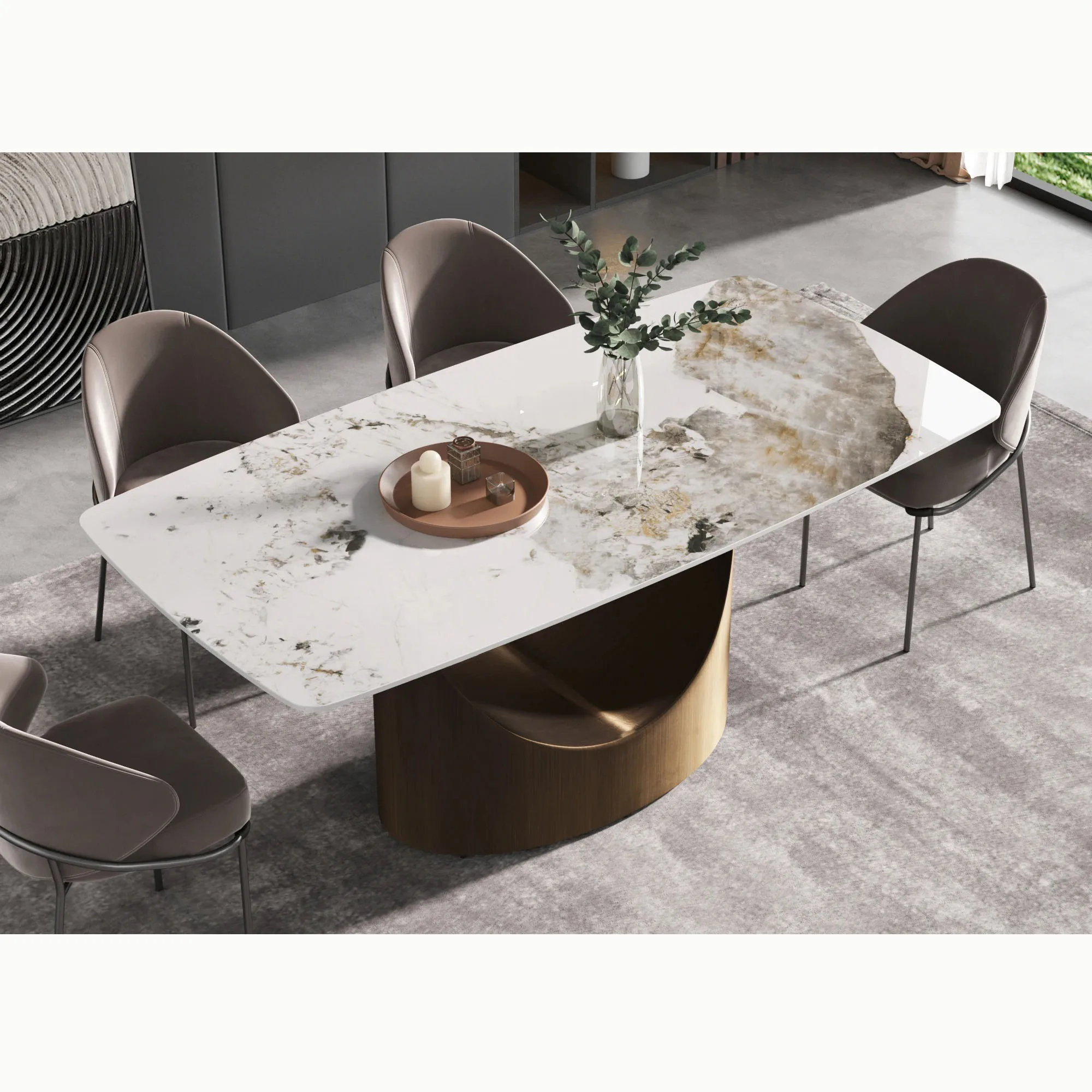 Marble Dinner Table Artificial Dinning Room Table Set Modern Furniture Luxury Sintered Stone Dining Table And Chairs