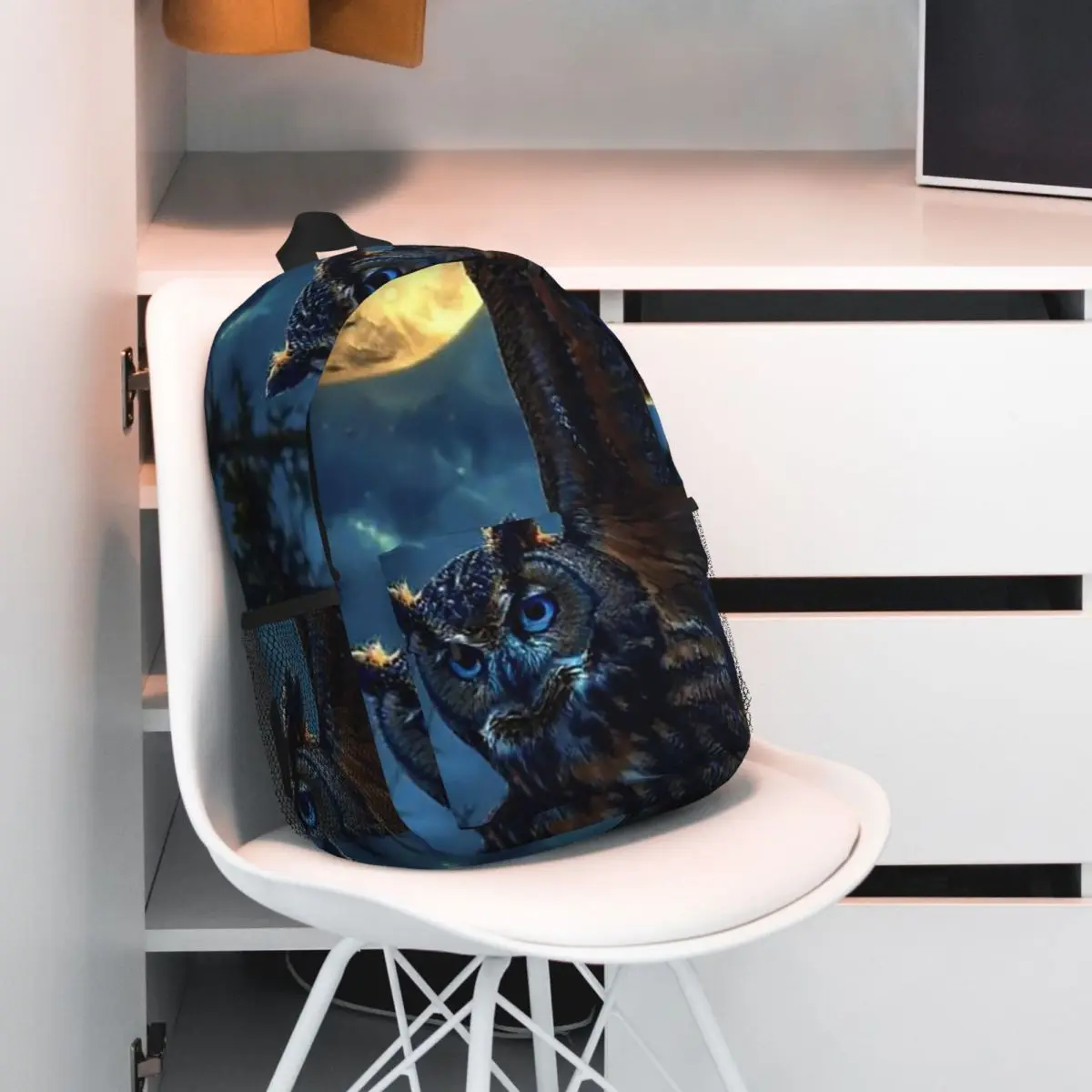 Night Flying Owl And Moon Backpack Student BookBag Children School Bag Computer Shoulder Bags for Boys Girls