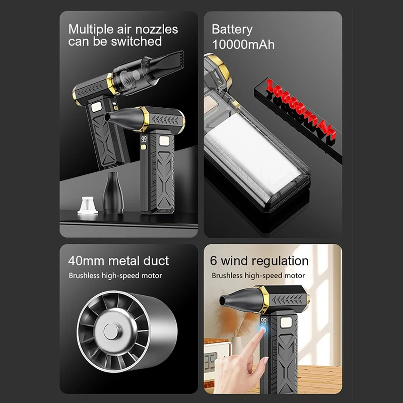 Xiaomi 800000RPM Violent Fan Powerful Electric Air Blower Portable Dust Cleaner TypeC Charging 53m/s Brushless Turbo Jet Blower