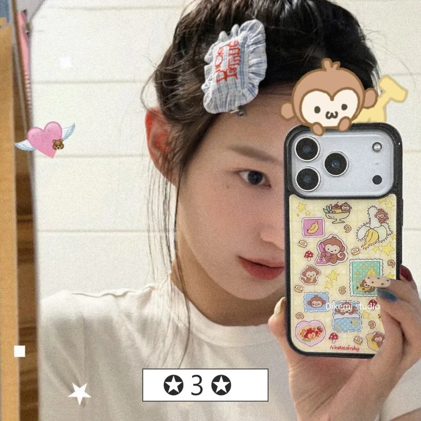 Korean Ins Pixel Cute Rabbit Angel Wings Girl's Pink Phone Case For iPhone 17 AIR 16 15 14 13 12 11 PRO MAX 7 8 PLUS Cover - view 3