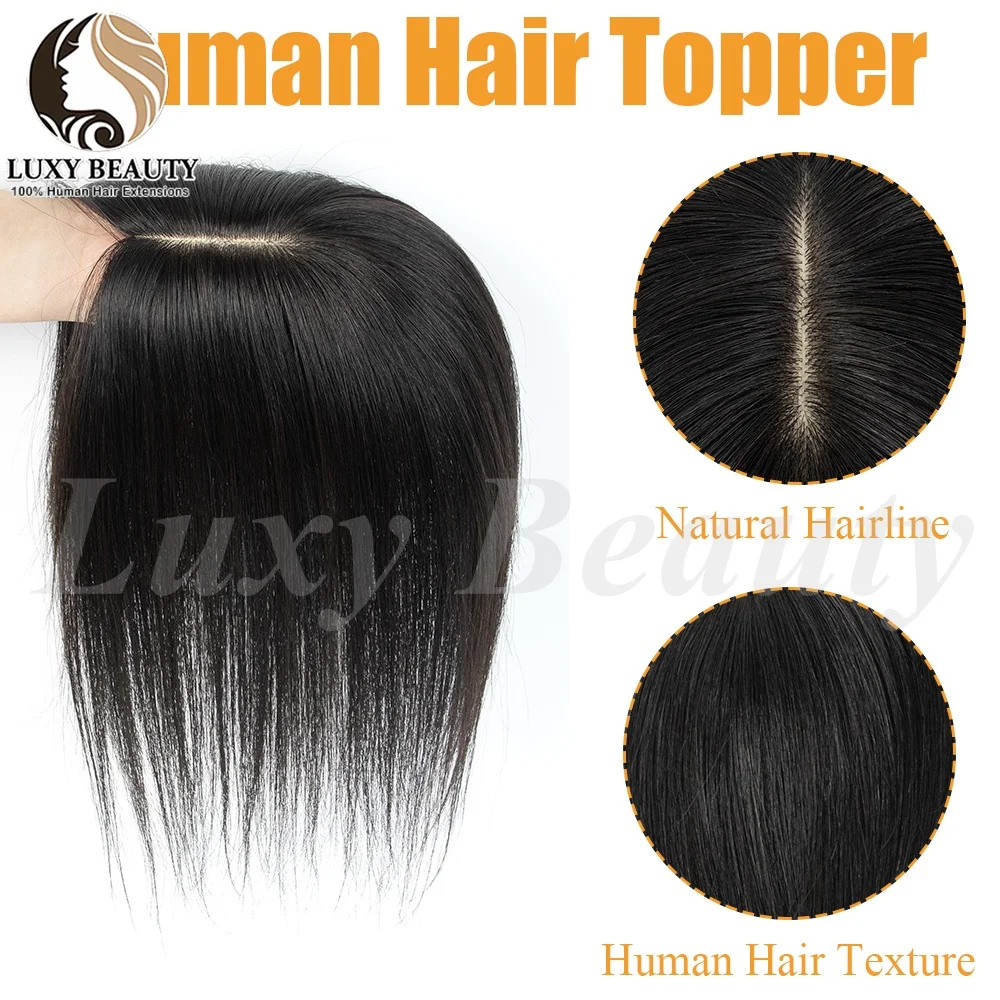 Black Human Hair Toppers For Women Human Hair Clip In Hairpieces Black Blonde Brown Hairpiece No Bangs Clip In Topper Hair