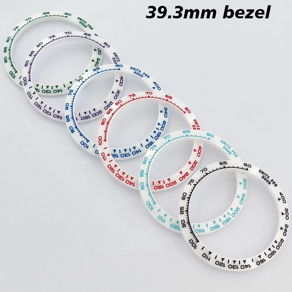 Lunetta dell'orologio Lunetta in ceramica da 39,3 mm * 31,2 mm Lunetta in ceramica inclinata policromatica adatta al movimento VK63 lunetta vk63 ﻿