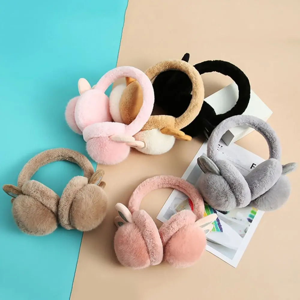 

Cute Faux Fur Rabbit Ear Earmuffs Cartoon Thicken Winter Ear Cover Thermal Keep Warm Plush Earflap Men