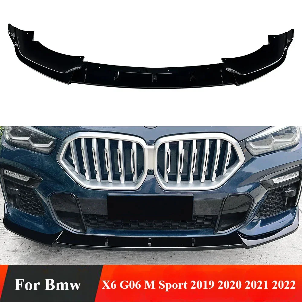 

New！Front Bumper Lip Splitter Diffuser Spoiler ABS Gloss Black Carbon Look Body Kit 2019 2020 2021 2022 For Bmw X6 G06 M Sport