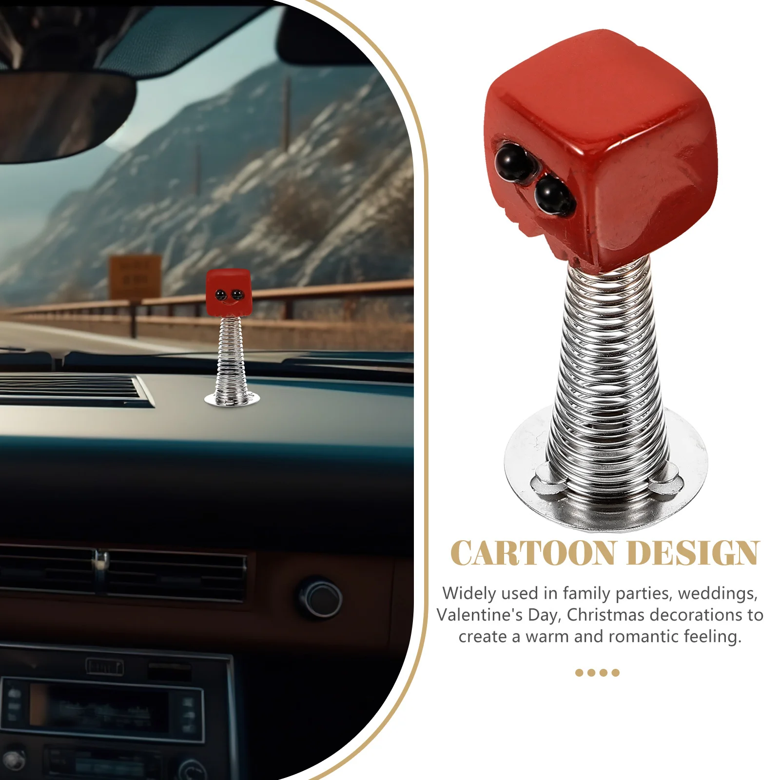 كريستال يهز الرأس الديكور الربيع الصغيرة المدمجة خفيفة الوزن لوحة القيادة زخرفة سيارة سطح المكتب ديكور صغير ديكور السيارة