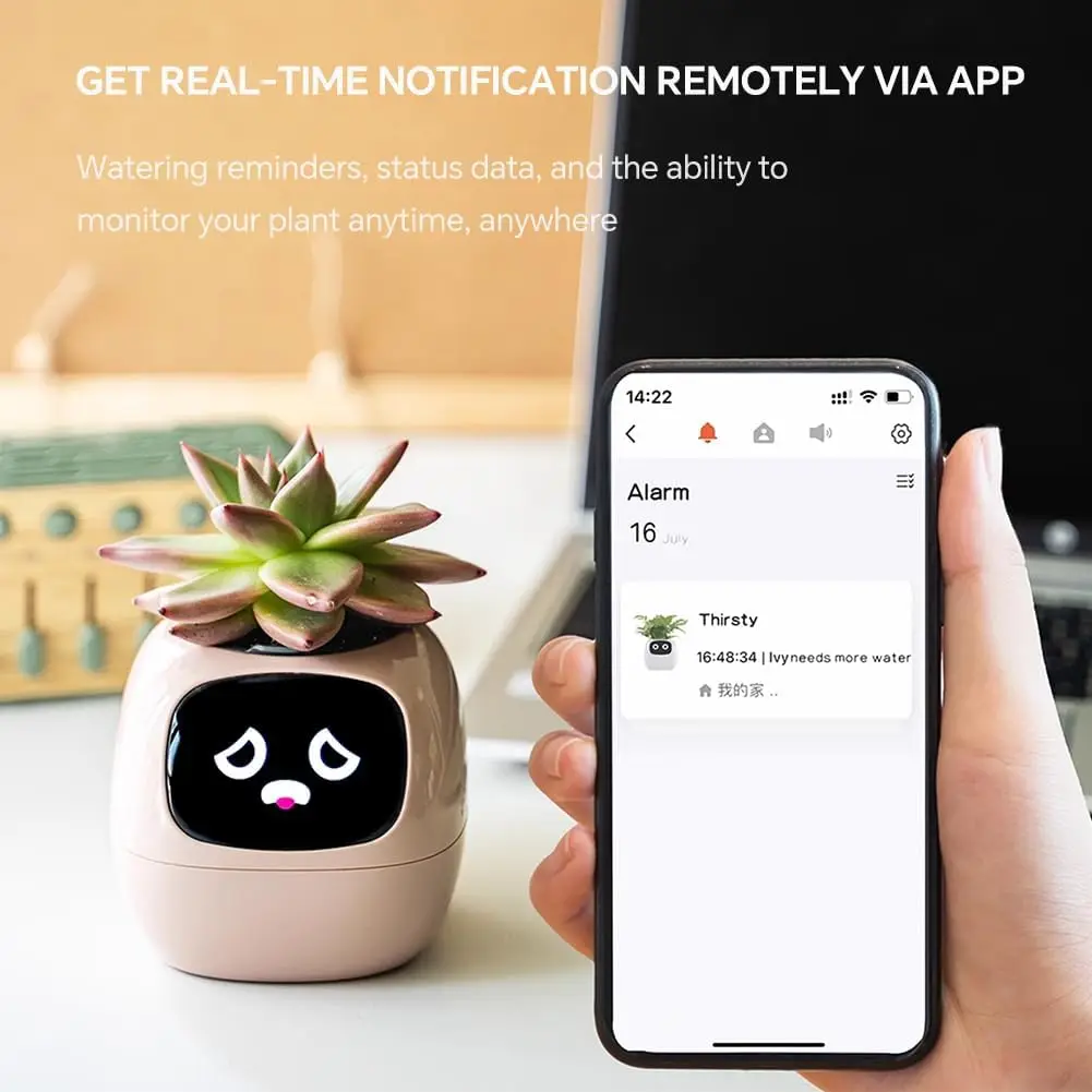 IVY Smart Pet Planter Smart Flowerpots Ai Planter Intelligent AI Chips Endless Fun Over 49 Expressions 7 Smart Sensors