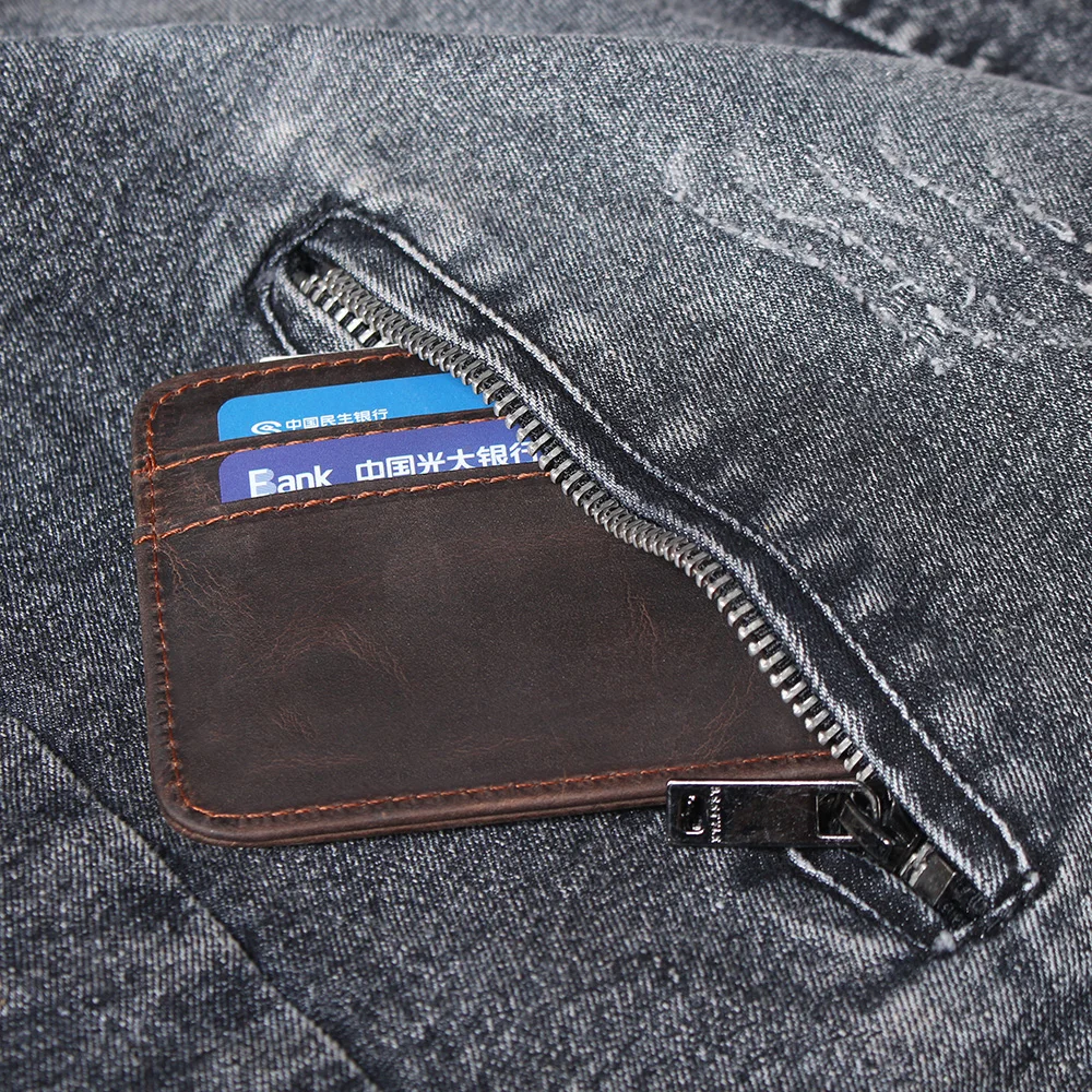 S.WORKER Echtleder Mini-Kartenhalter Vintage Vollnarbiges Rindsleder Kurze Geldbörse Münzbeutel Retro Schlanke Casual Alltagstasche – Detail 12