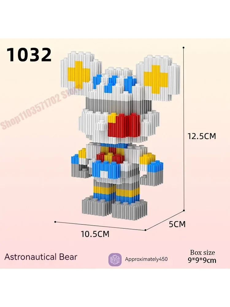 

UKBOO City Micro Bearbrick Model Building Blocks Mini Diamond Bricks Violent Gloomy Bear Toys Children Microparticles Decoration