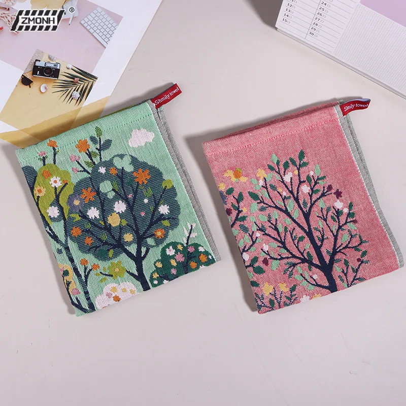 

[H]1Pc Four-Layer Cotton Yarn Square Towels Forest-Themed Multi-Purpose Geometric-Patterned Towels Kids Useful Square Face Towel